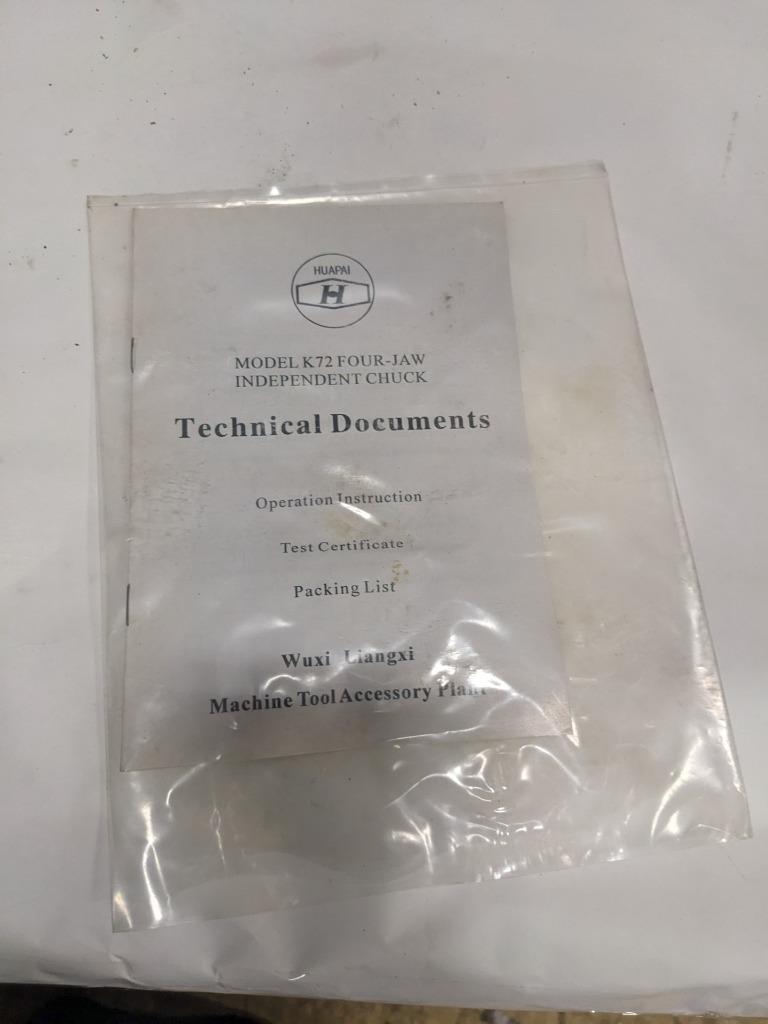 HUA PAI K72 200/D4 Manual Lathe ChucK 203.2 mm Dia 4 Jaws Independent 2000 BSRG5