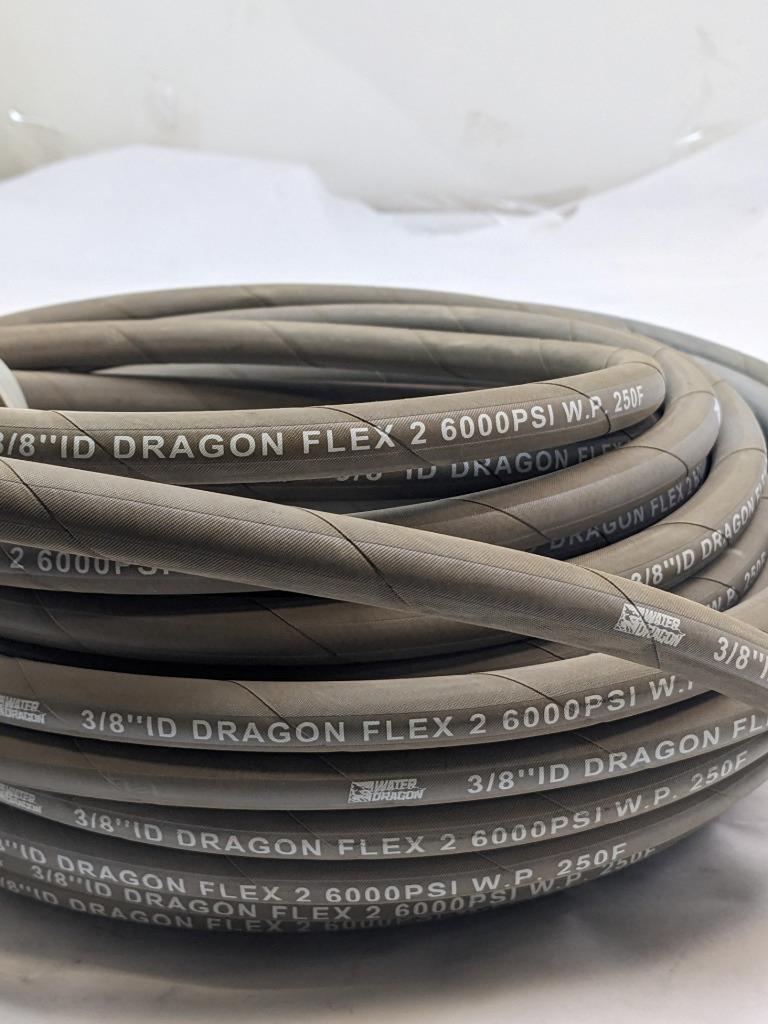WATER DRAGON 3/8'-GRAY DRAGON FLEX 2-6000 PSI-250  WIRE HOSE NEW B2
