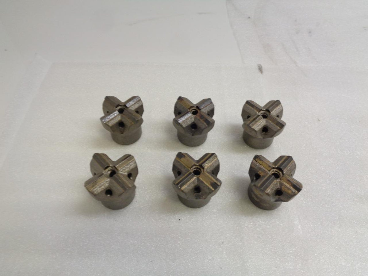 1 NEW PACK OF 6 CARBIDE-TIPPED FOUR POINT 2-1/4" ROCK DRILL BITS R22T8