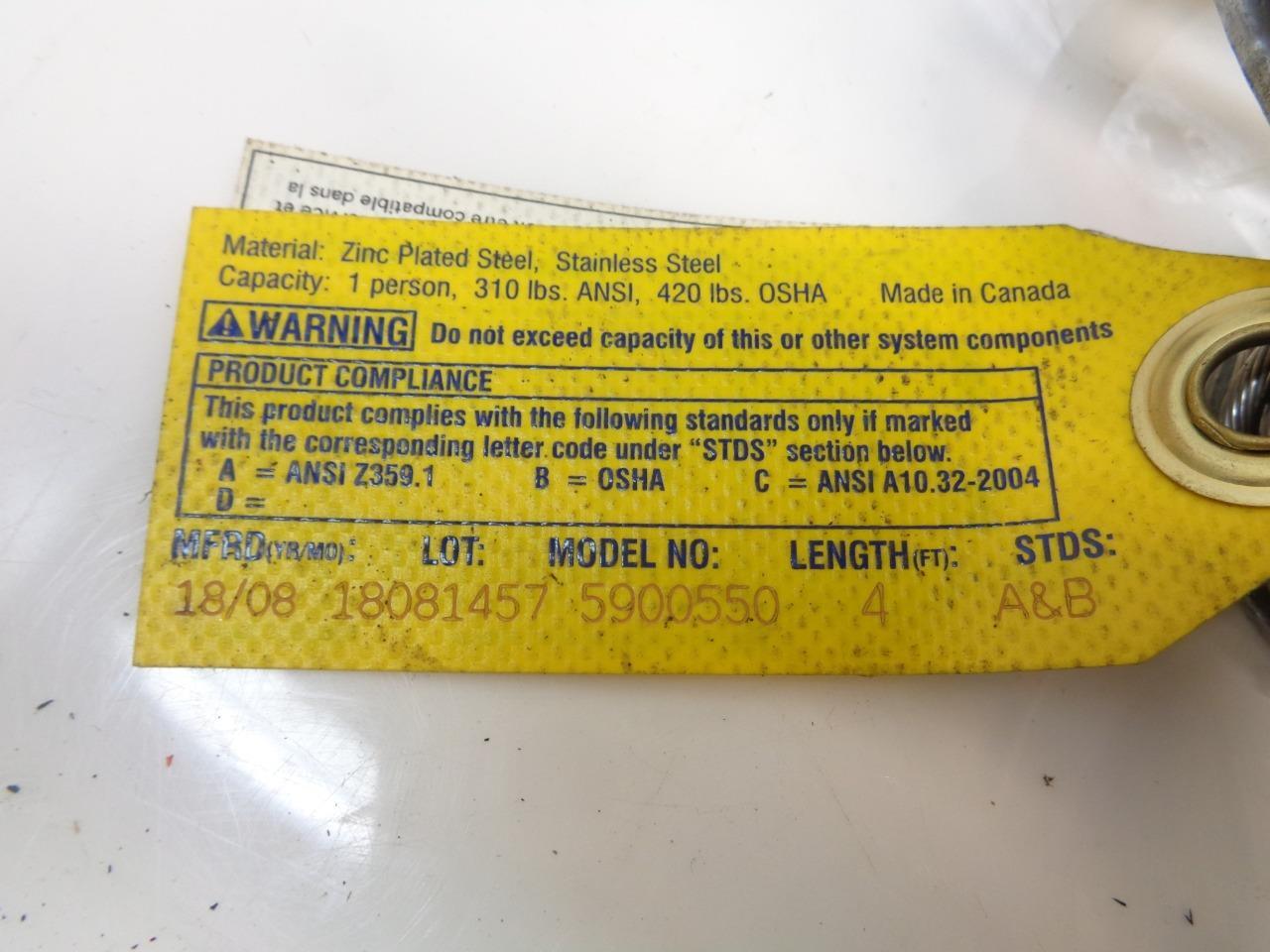 1 NEW DBI-SALA SILVER PASS-THROUGH ANCHORAGE CONNECTOR CABLE TIE-OFF 5900550 R28