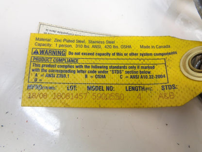 1 NEW DBI-SALA SILVER PASS-THROUGH ANCHORAGE CONNECTOR CABLE TIE-OFF 5900550 R28