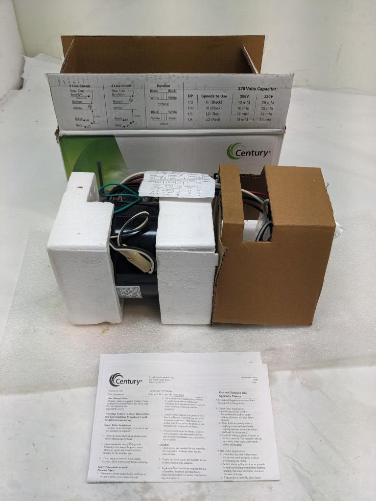 CENTURY FE6001F MASTERFIT PRO CONDENSER FAN MOTOR WITH CAPACITOR NEW R30