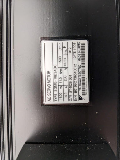 1 YASKAWA SGMG-18B3ABC MOTORS AC SERVO