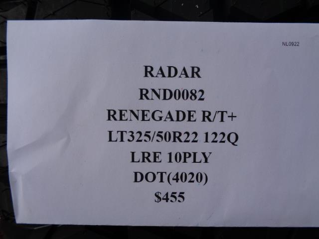 RADAR RENEGADE R/T+ LT 325 50 R22 122Q LRE 10PLY RND0082 SU16
