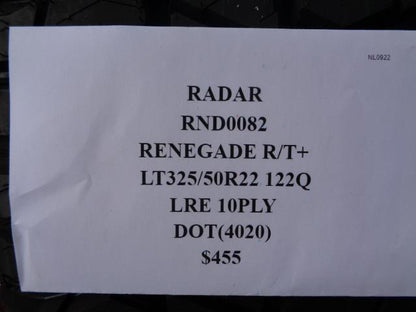 RADAR RENEGADE R/T+ LT 325 50 R22 122Q LRE 10PLY RND0082 SU16