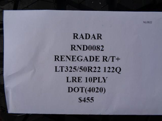 RADAR RENEGADE R/T+ LT 325 50 R22 122Q LRE 10PLY RND0082 SU16