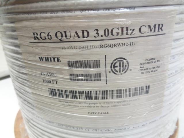RG6 QUAD SHIELD 3.0 GHZ CMR 18 AWG 3180662 CABLE 1000FT NEW R12