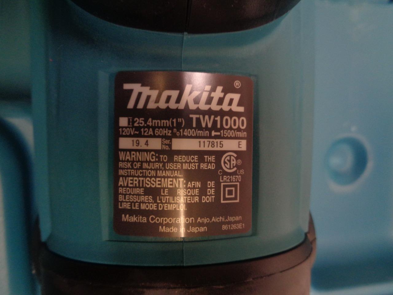 NEW MAKITA TW1000 IMPACT WRENCH 120 VAC 12A 1" 738LB/FT TORQUE MAX BSR35