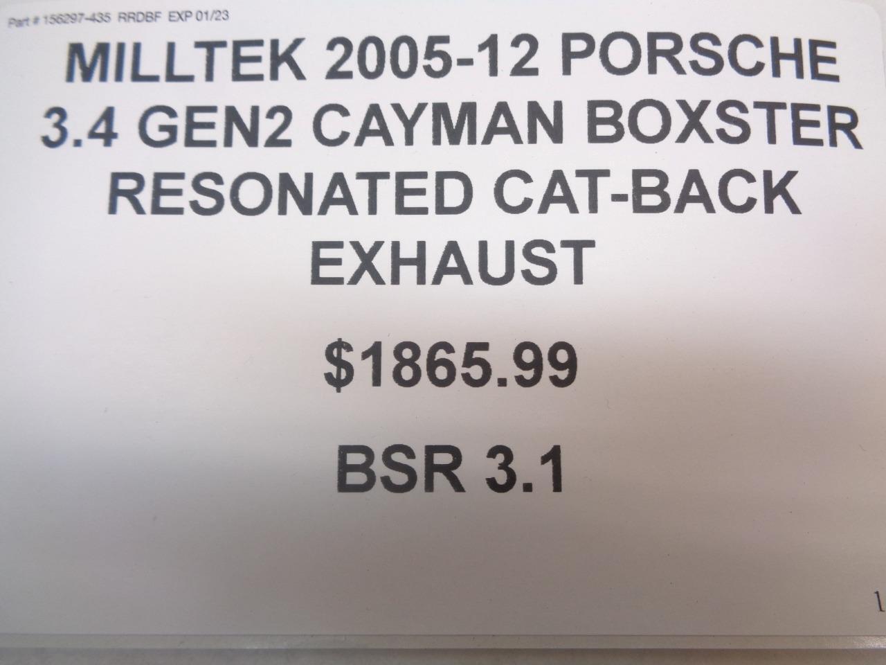 MILLTEK 2005-12 PORSCHE 3.4 GEN2 CAYMAN BOXSTER RESONATED CAT-BACK EXHAUST