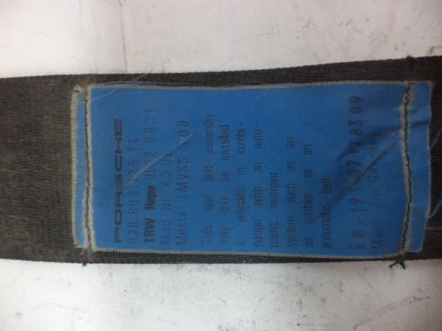 Porsche 928 87-91 Seat Belt BLACK 928 803 126 11 USED GENUINE R25T7