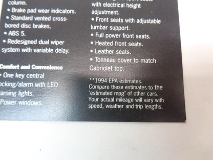 Porsche 911 (993) "The New Carerra" Brochure 1994 Paperback GENUINE USED R25