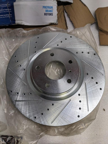 INCOMPLETE DETROIT AXLE S-31476 PAIR FRONT DRILLED SLOTTED ROTOR KIT NEW R6