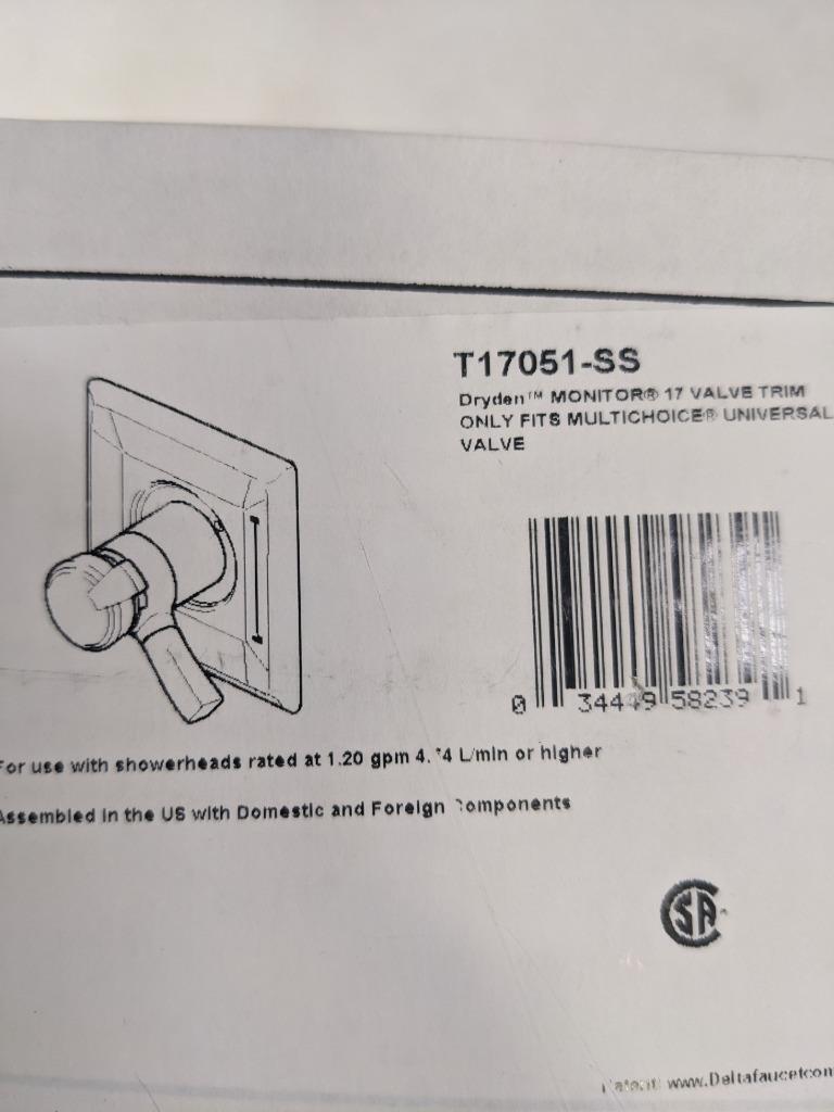 DELTA TESLA SINGLE-HANDLE 3-SPRAY SHOWER FAUCET TRIM KIT T17252-SS NEW R27