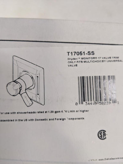 DELTA TESLA SINGLE-HANDLE 3-SPRAY SHOWER FAUCET TRIM KIT T17252-SS NEW R27