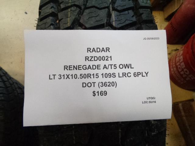RADAR RENEGADE A/T5 OWL LT 31 10.50 15 109S LRC ALL TERRAIN TIRE RZD0021 BQ3