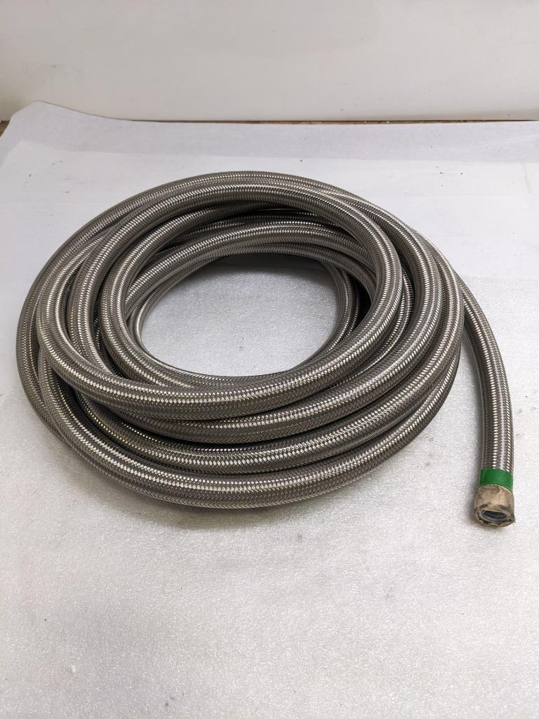 STEEL-BRAIDED 41.25' HOSE 1-1/16" OD 13/16" ID W/ CORRUGATED TEFLON NEW R3T3