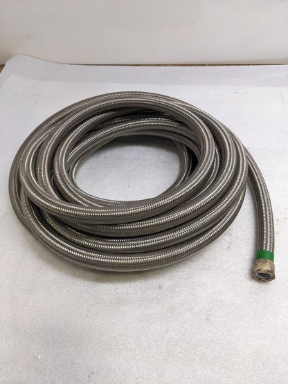 STEEL-BRAIDED 41.25' HOSE 1-1/16" OD 13/16" ID W/ CORRUGATED TEFLON NEW R3T3
