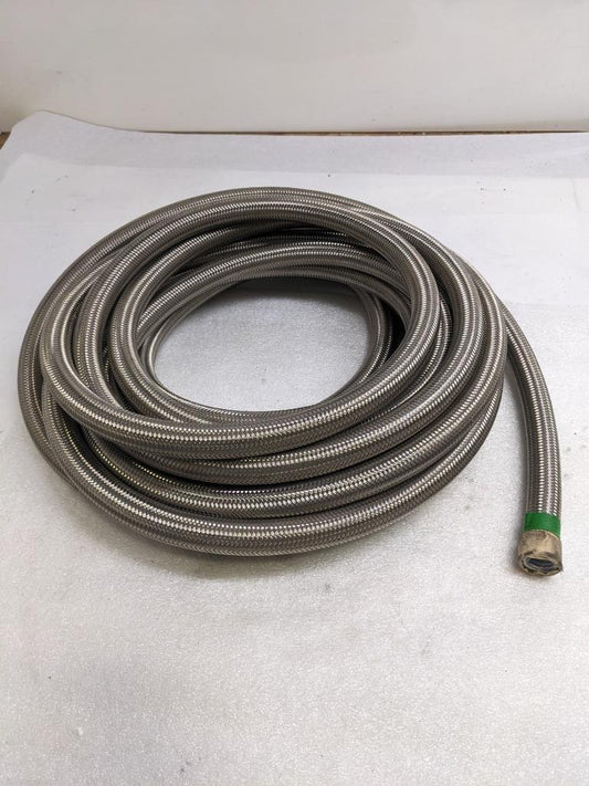 STEEL-BRAIDED 41.25' HOSE 1-1/16" OD 13/16" ID W/ CORRUGATED TEFLON NEW R3T3