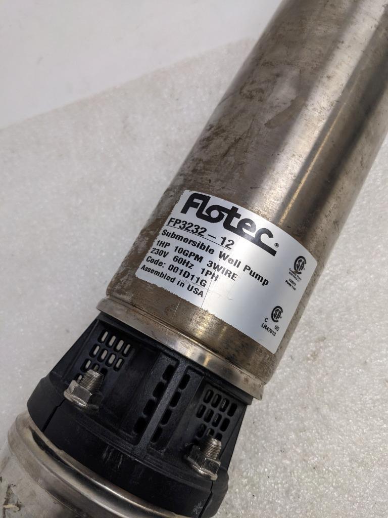 FLOTEC FP3232-12 SUBMERSIBLE WELL PUMP 3-WIRE 230V 60HZ 1PH 1HP 10GPM NEW H2