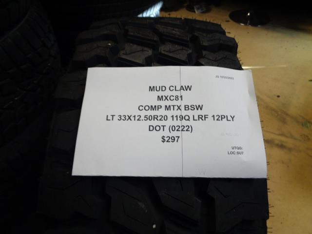 MUD CLAW COMP MTX BSW LT 33 12.50 20 119Q LRF 12PLY TIRE MXC81 BQ4