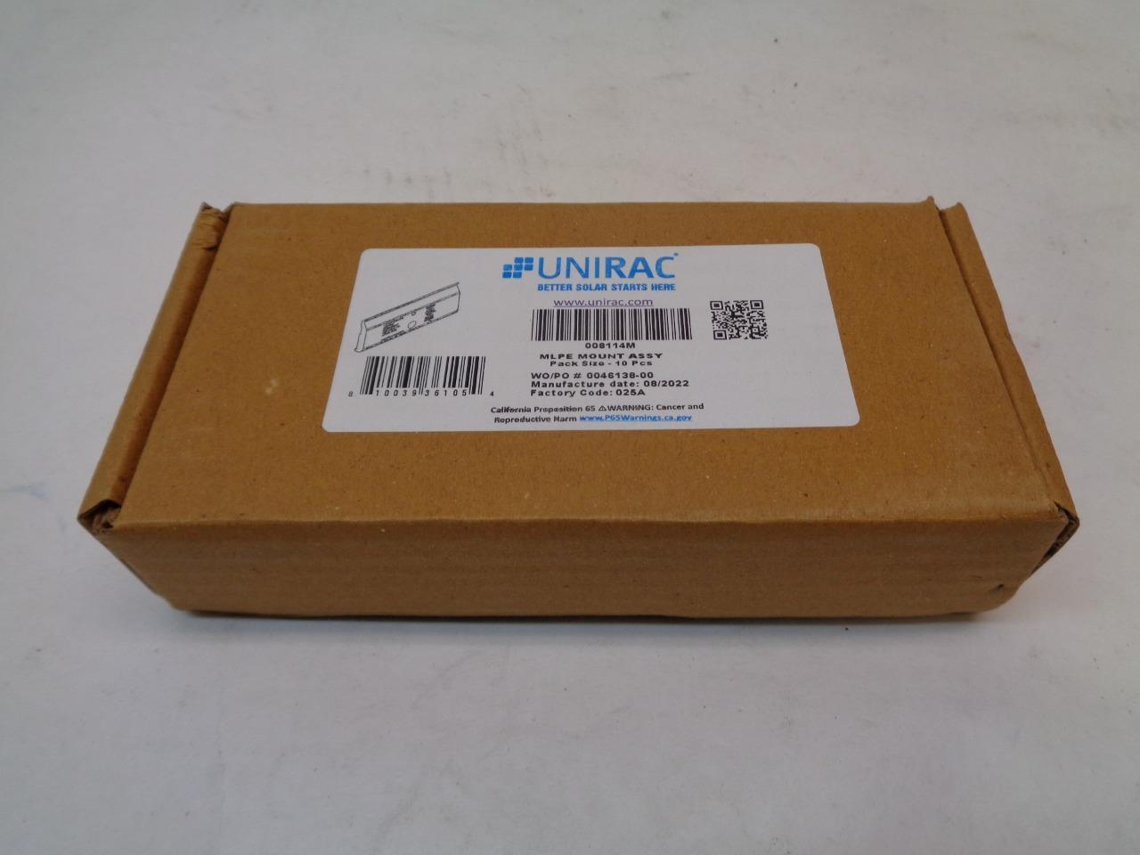 1 BOX OF 10 UNIRAC SFM INFINITY MICRORAIL MPLE MOUNT ASSEMBLY 008114M SR