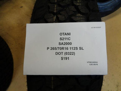 OTANI SA2000 P 265 70 16 112S SL ALL TERRAIN TIRE S211C BQ2