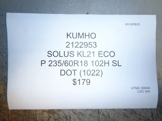 1 KUMHO SOLUS KL21 ECO P 235 60 18 102H SL TIRE 2122953 BQ1