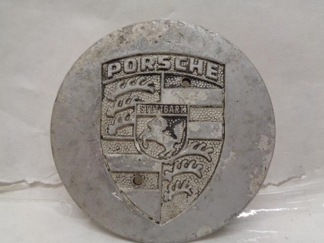 PORSCHE CENTER CAP METAL FLAT FACE W/ ENGRAVED CREST USED GENUINE R23
