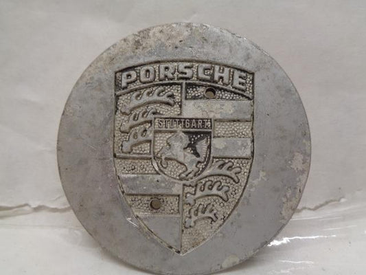 PORSCHE CENTER CAP METAL FLAT FACE W/ ENGRAVED CREST USED GENUINE R23