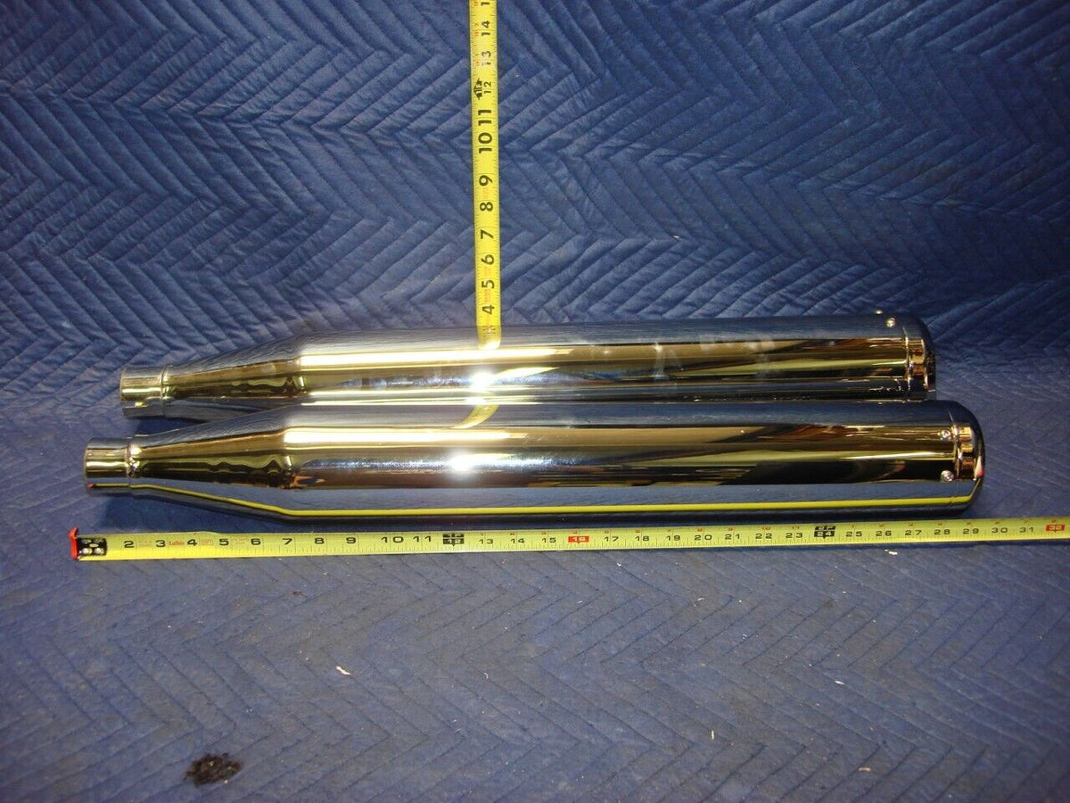 2 NEW CHROME 30" MOTORCYCLE SILENCERS PN 400499 R16