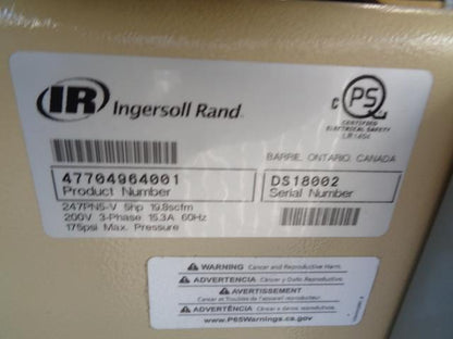 INGERSOLL RAND ELECTRIC AIR COMPRESSOR 247PN5-200.3-FP NEW BS FLOOR