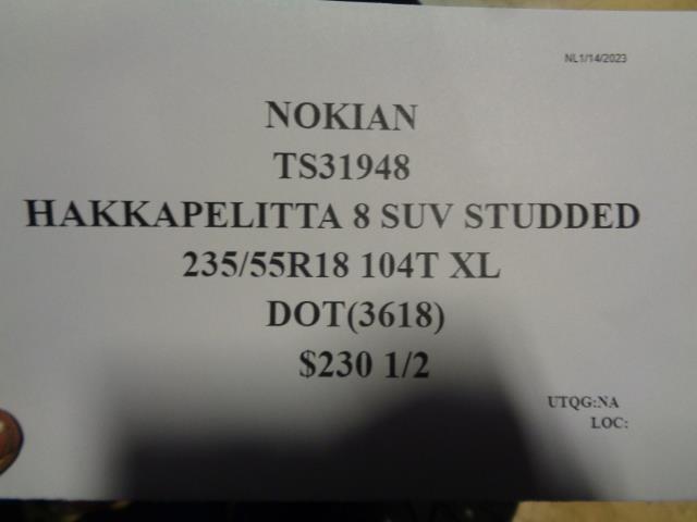 2 NOKIAN HAKKAPELITTA 8 SUV STUDDED P 235 55 18 104T XL TS31948 TIRE BQ1