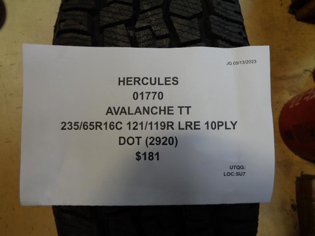 HERCULES AVALANCHE TT 235 65 16C 121/119R LRE 10PLY HIGHWAY TIRE 01770 BQ3