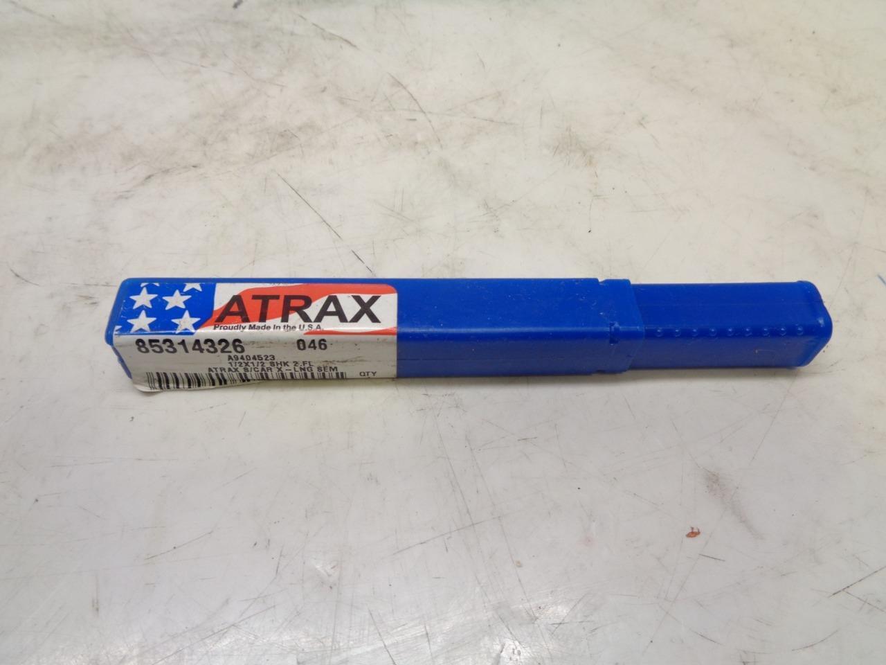 NEW ATRAX 85314326 046 CARBIDE END MILL 1/2"x3" 2 FLUTE R22T6BC