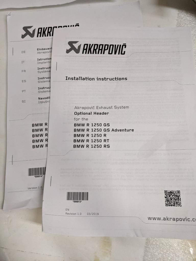 AKRAPOVIC E-B12E4/1 TITANIUM HEADER KIT FOR 2023 BMW R 1250 GS/ADVENTURE NEW R19
