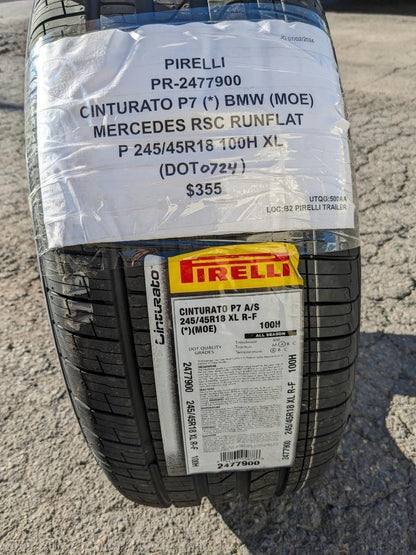 2 PIRELLI CINTURATO P7 (*) BMW MERCEDES RSC  P 245 45 18 100H XL TIRES 2477900