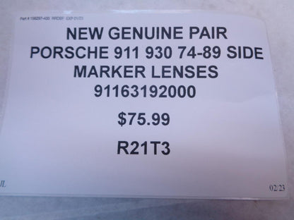 GENUINE PAIR PORSCHE 911 930 74-89 SIDE MARKER LENSES 91163192000 R21T3
