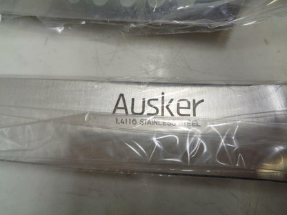 NEW AUSKER 6 PIECE STAINLESS STEEL KNIFE SET WITH BLOCK SR