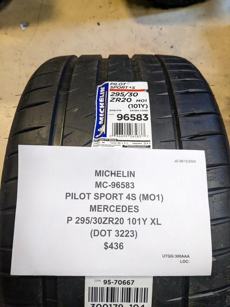 MICHELIN PILOT SPORT 4S (MO1) MERCEDES P 295 30 20 101Y XL TIRE 96583 CQ3