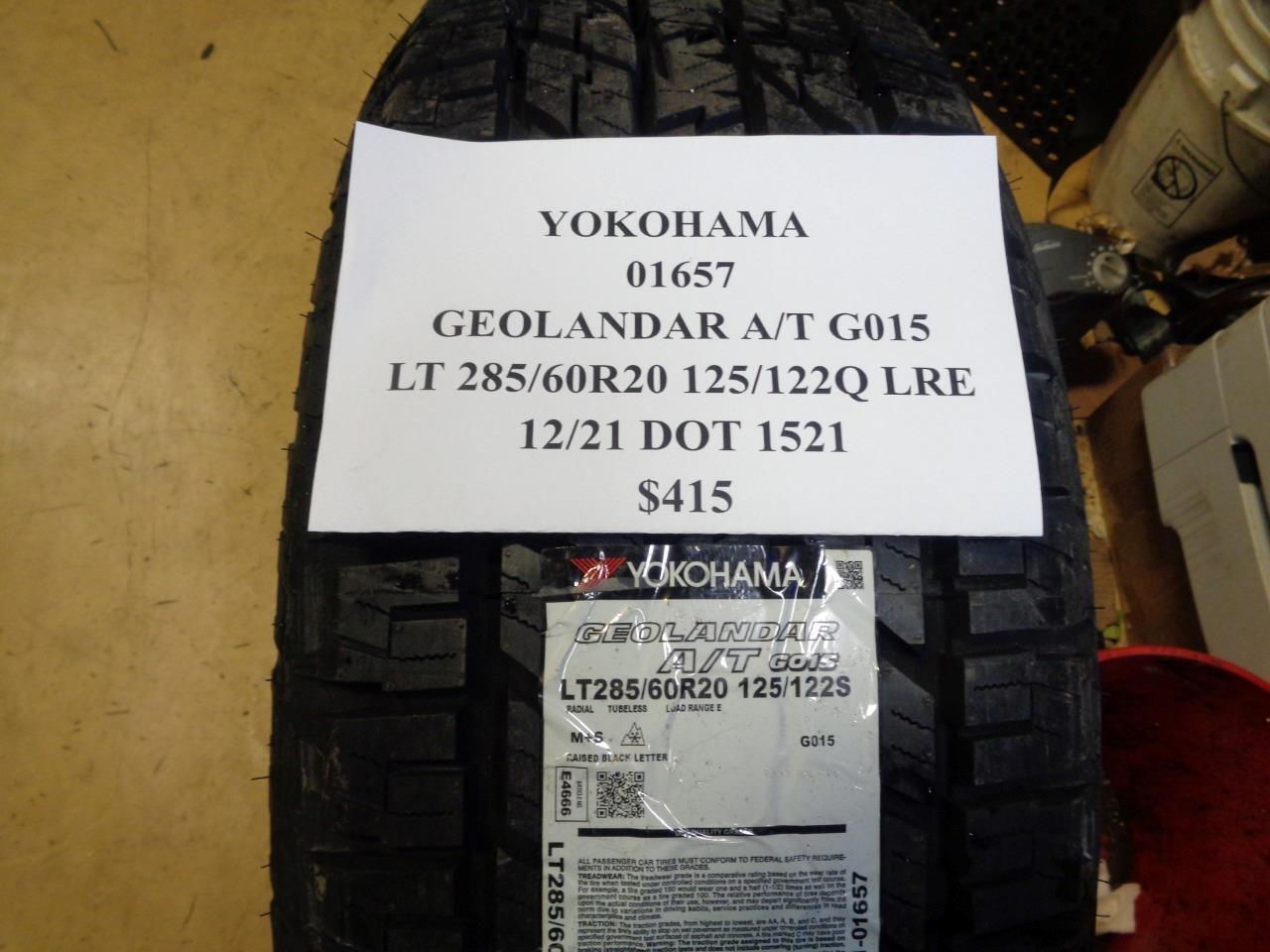 2 YOKOHAMA GEOLANDAR A/T LT 285 60 20 125/122Q LRE 10PLY ALL TERRAIN TIRES 01657