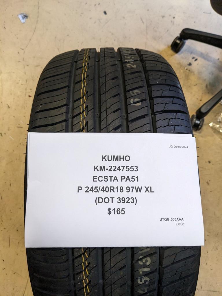 KUMHO ECSTA PA51 P 245 40 18 97W XL ALL SEASON TIRE 2247553 CQ3