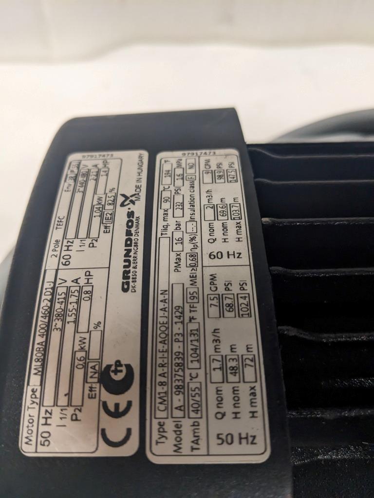 GRUNDFOS ML90FA 400/460-2 D1-J 50/60hz 3HP MOTOR PUMP BSRG6