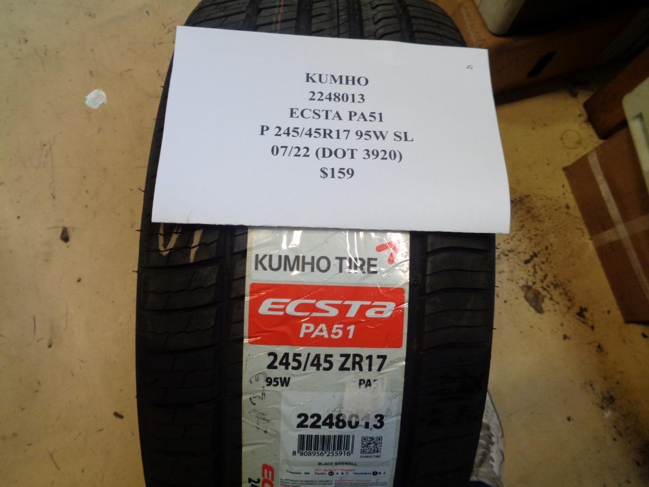 1 NEW TIRE KUMHO ECSTA PA51 245 45 17 95W SL 2248013