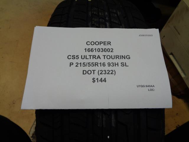 COOPER CS5 ULTRA TOURING P 215 55 16 93H SL TIRE 166103002 BQ4