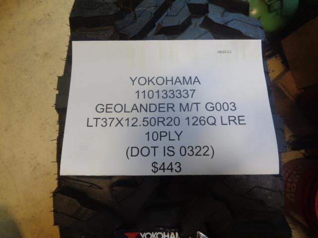 2 YOKOHAMA GEOLANDAR M/T G003 LT 37 12.5 20 126Q LRE 10PLY TIRES 110133337 BQ1