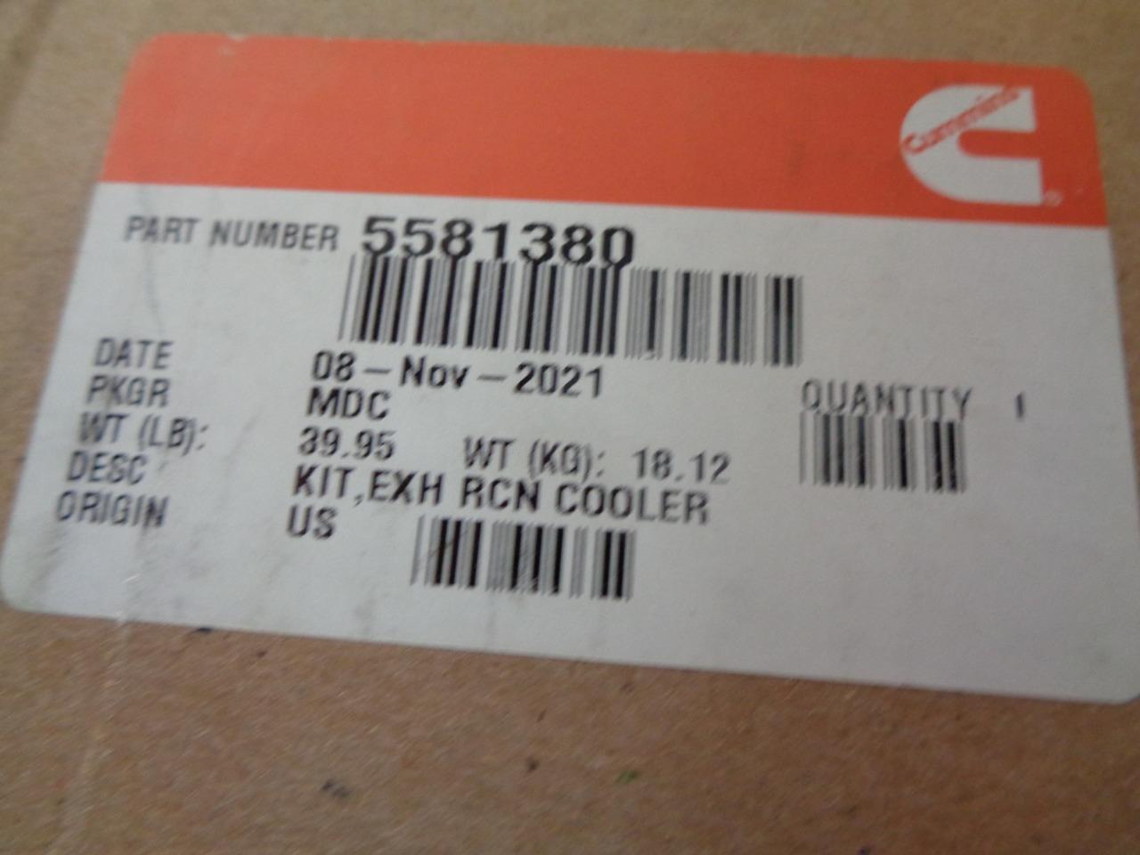 CUMMINS EXHAUST RECIRCULATION COOLER 5581380 NEW R14