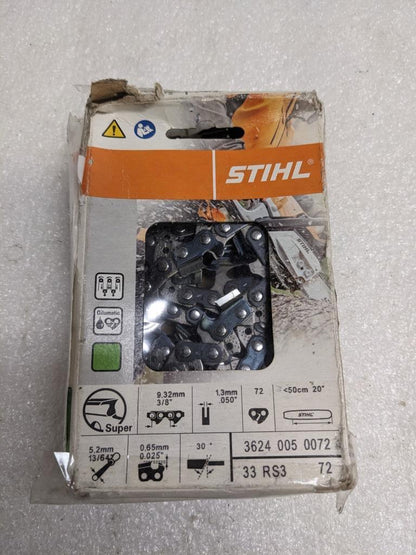 STIHL 36240050072 20" 33RS3 CHAINSAW CHAIN 3/8" 72 DRIVE LINKS NEW R22T2
