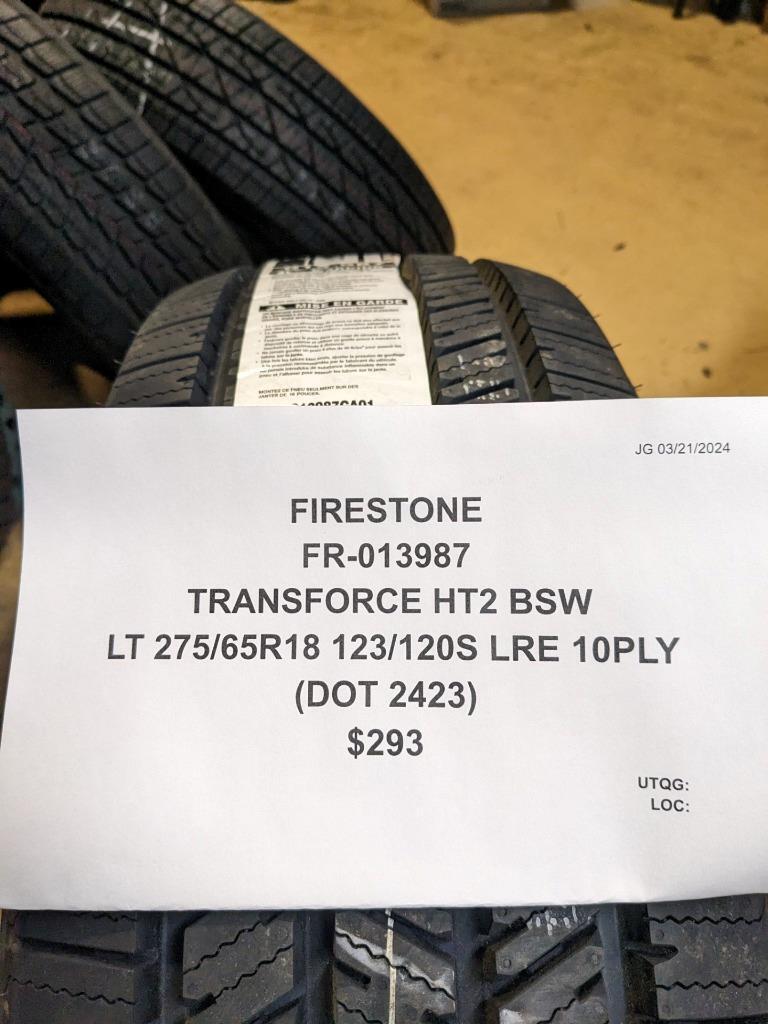 FIRESTONE TRANSFORCE HT2 BSW LT 275 65 18 123/120S LRE 10PLY TIRE 013987 CQ2