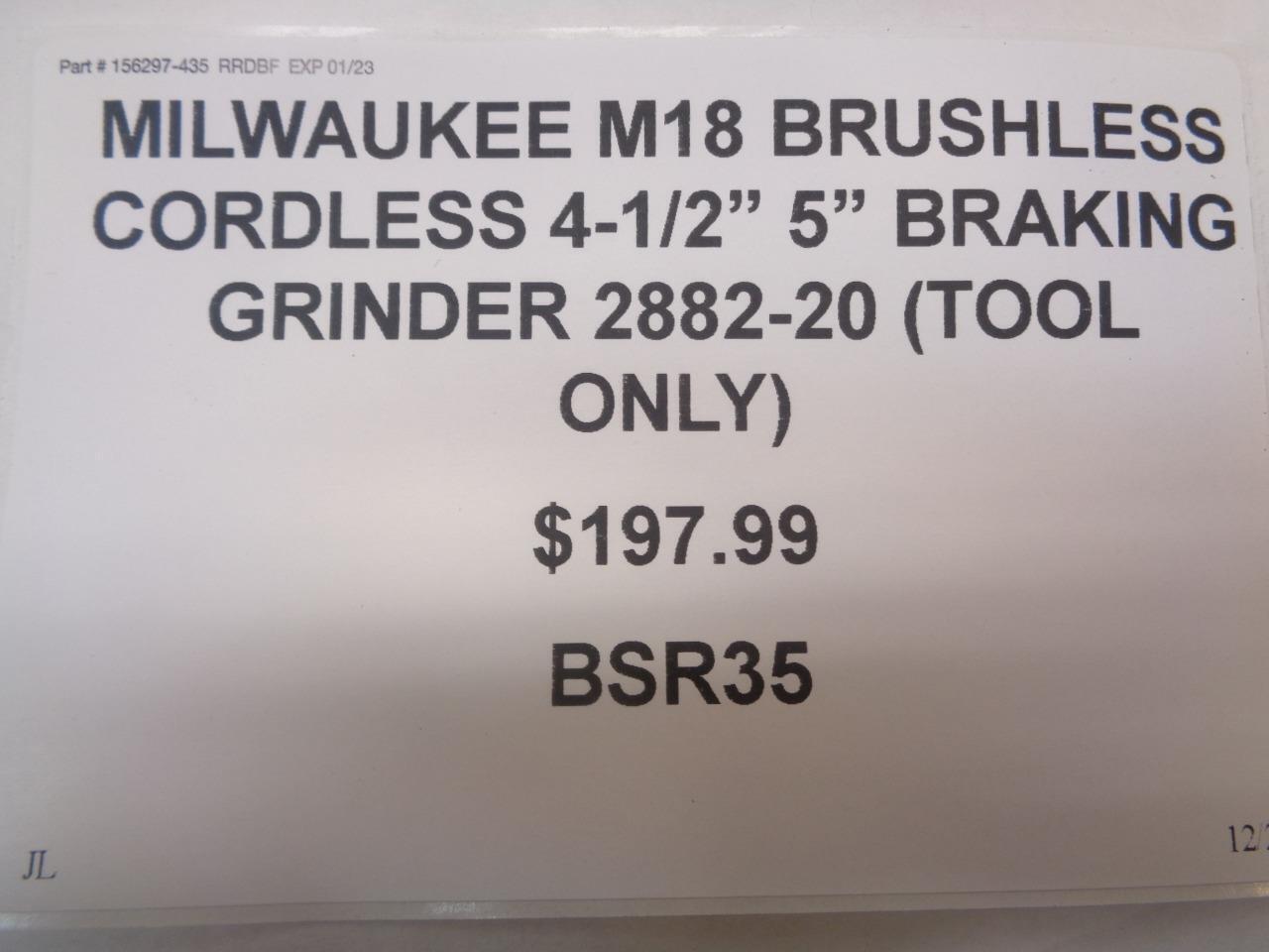 MILWAUKEE M18 BRUSHLESS CORDLESS 4-1/2" 5" BRAKING GRINDER 2882-20 (TOOL ONLY)