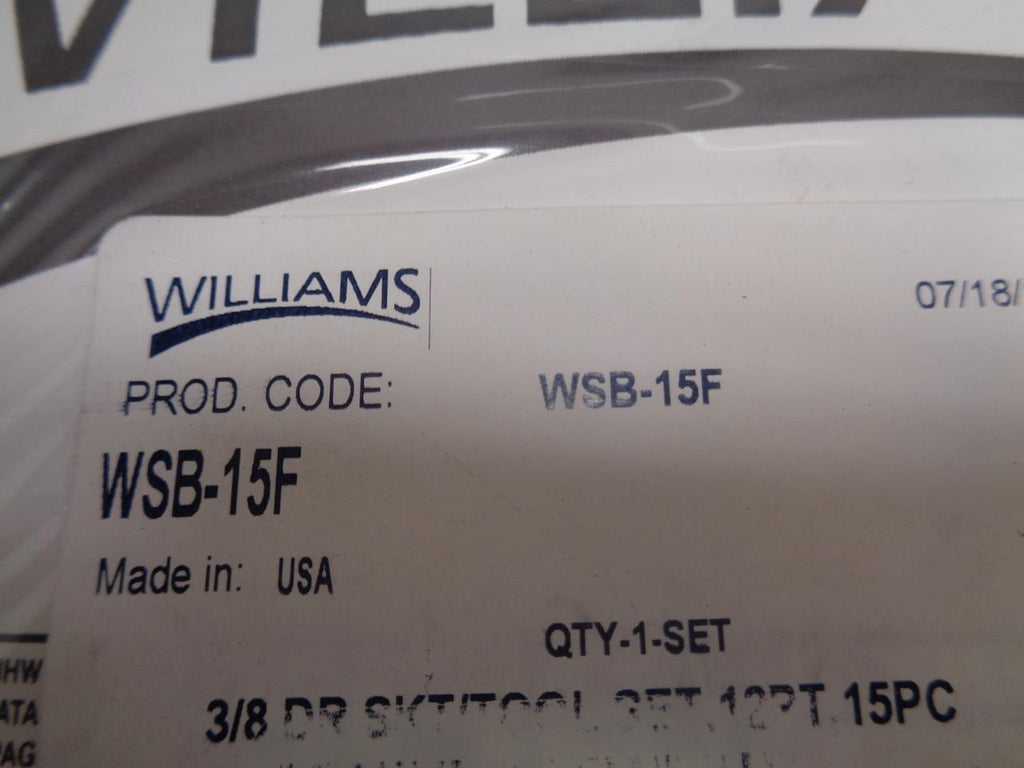 Williams WSB-15F 15 Piece Socket Set SAE INCH  Tool Kit  3/8  in dr NO CASE  R22